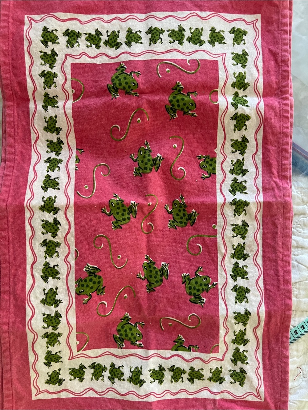Pink Frog Print placemats set of 4 Cotton Placemats Fancy table Linens